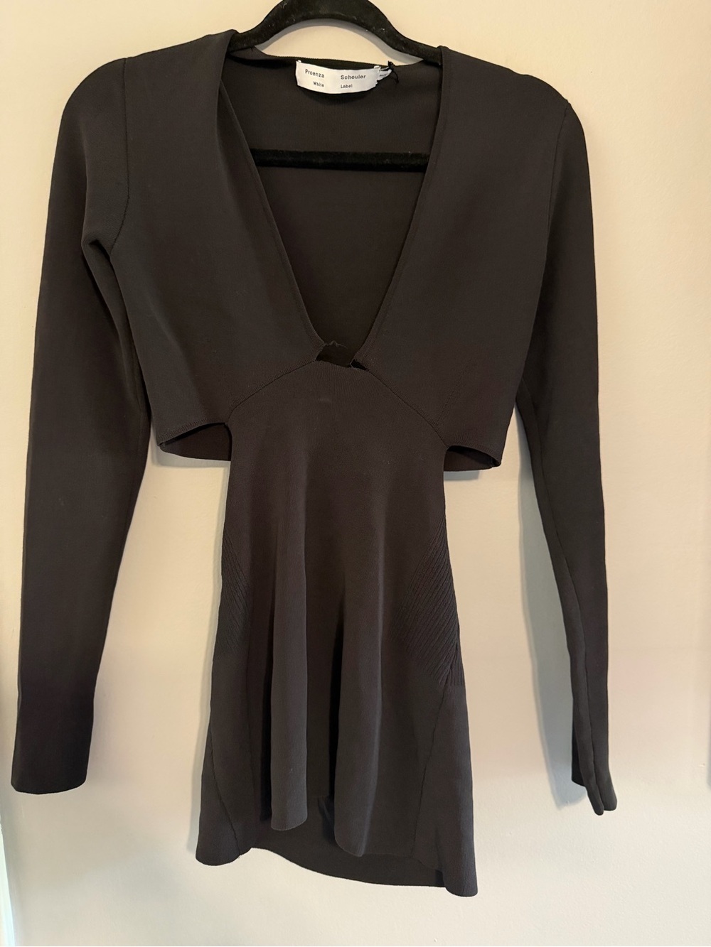 Proenza Schouler White Label Black Open Back Knit Dress Small AS IS